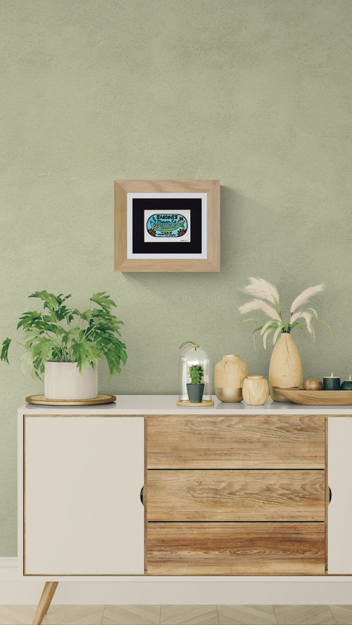 Flower Co. Sardines- Hand-Painted Linoleum Block Print: Blue-Green