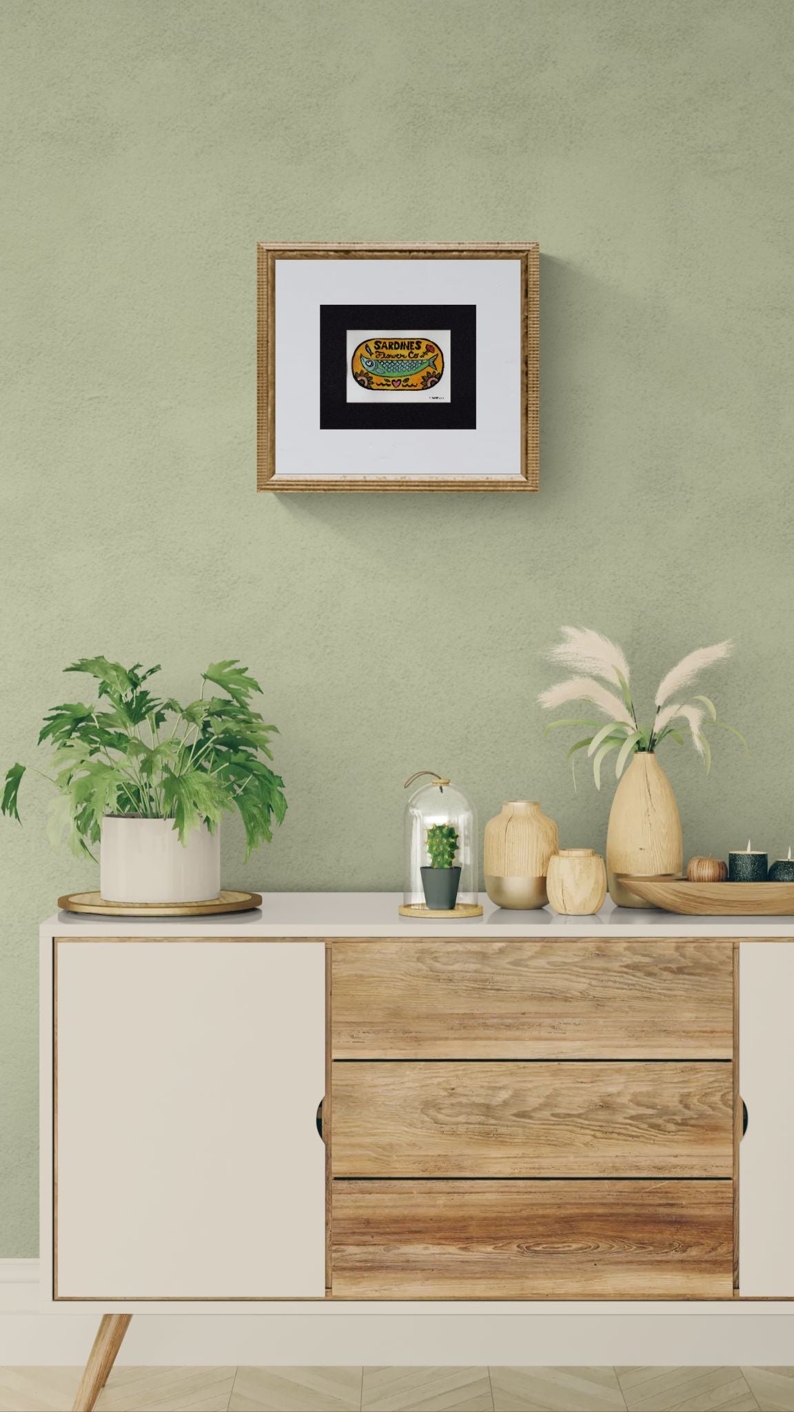 Flower Co. Sardines- Hand-Painted Linoleum Block Print: Marigold