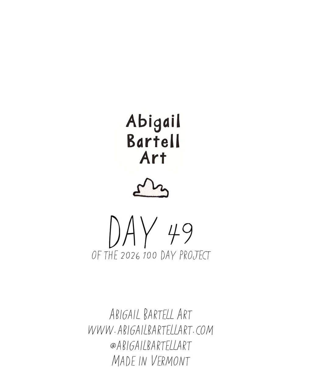 Text overlay with 'Abigail Bartell Art' and business details on a white background