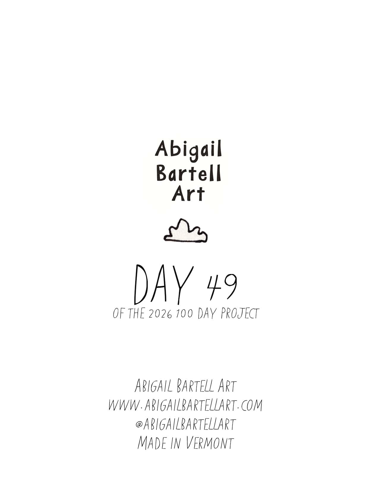 Text overlay with 'Abigail Bartell Art' and business details on a white background