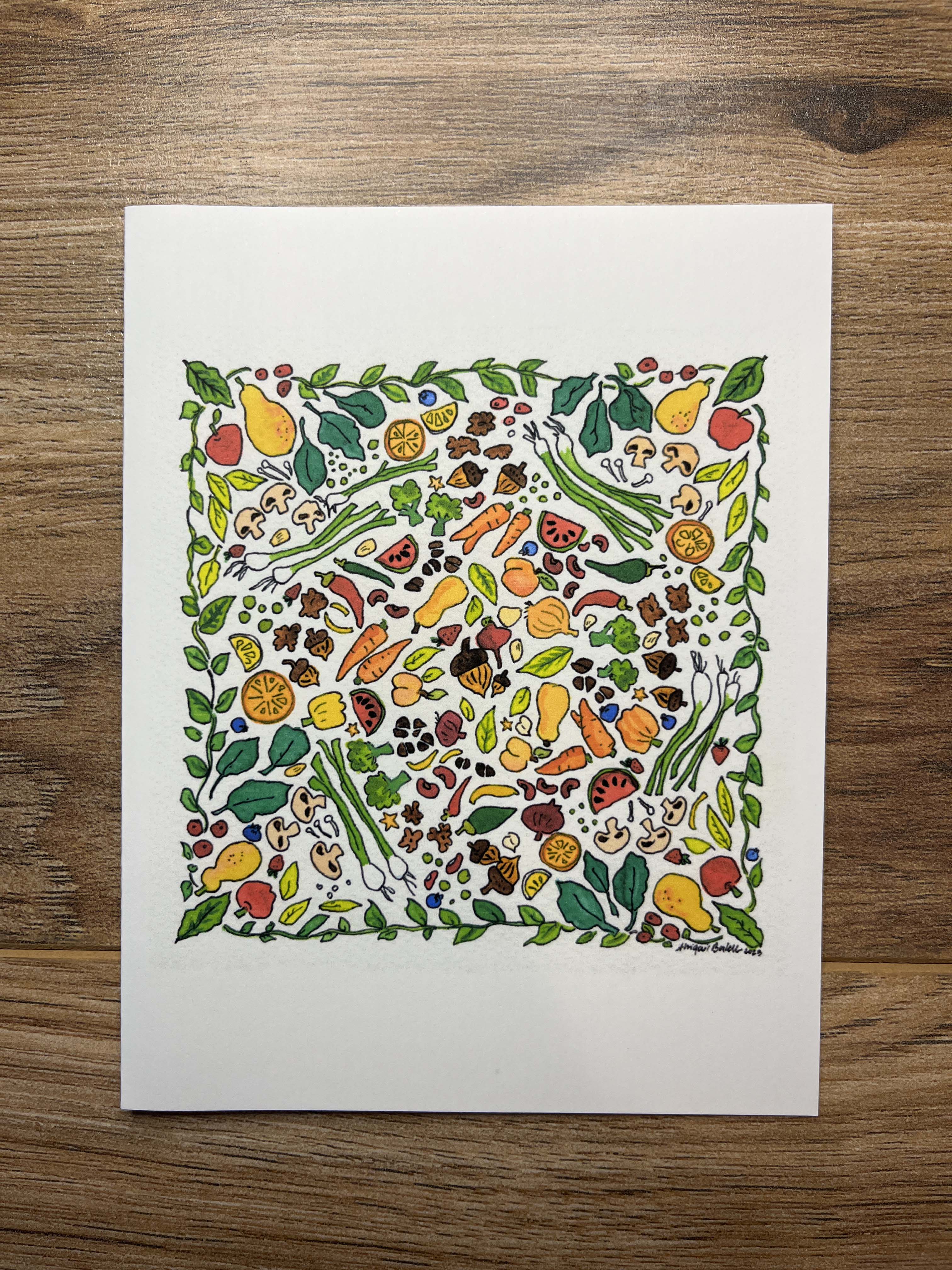Fruit & Veg Pattern Notecard