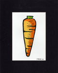 One Carrot- Hand-Painted Linoleum Block Print