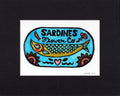 Flower Co. Sardines- Hand-Painted Linoleum Block Print: Sky-Blue