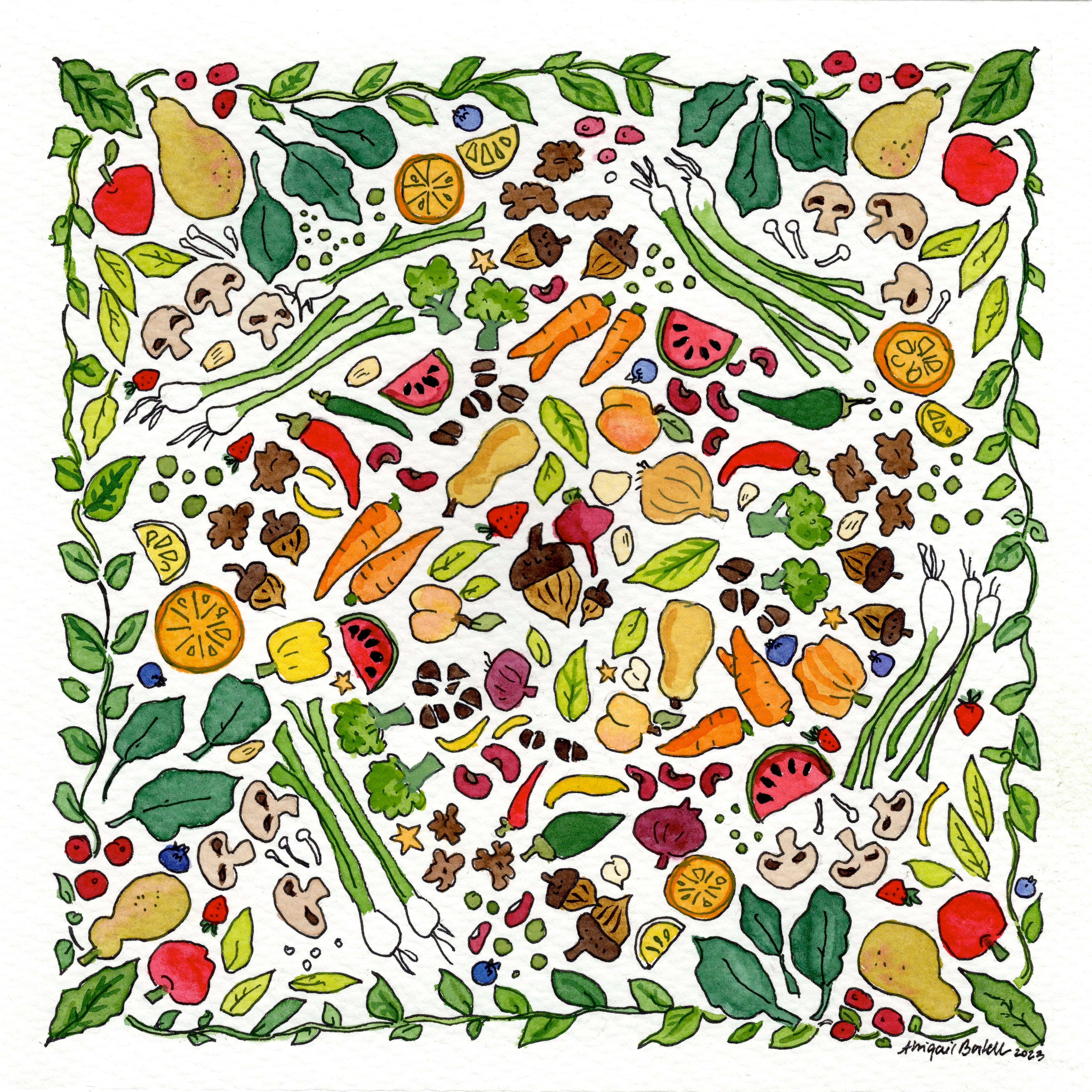 Fruit & Veg Pattern Notecard