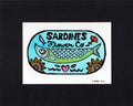 Flower Co. Sardines- Hand-Painted Linoleum Block Print: Blue-Green