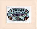 Flower Co. Sardines- Hand-Painted Linoleum Block Print: Sky Blue